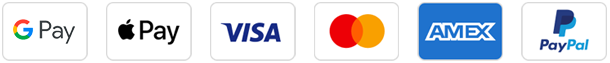 ApplePay, VISA, MASTERCARD, AMEX, PayPal
